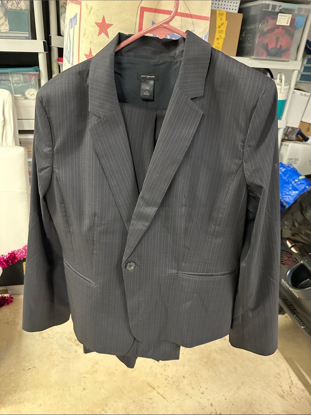 Ann Taylor Women's Dark Gray Pinstripe Suit